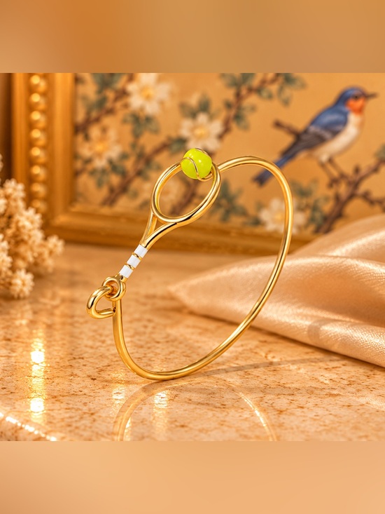 The Unbranded Brand Jewelry - Gold Tennis Racket Bracelet Green Ball Sport Bangle Bracelet Fifi’s Closet